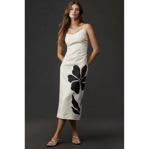 Vestido Midi Casual de Verano para Mujer, Simple y Elegante, Corte en A, Cintura Natural, Transpirable, 100% Algodón, Estampado Floral, Liso Teñido - Product Image 1