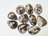 Lot de cabochons en quartz rutile noir tourmaliné, pierres précieuses en vrac 20-40MM 100 grammes pour la création de bijoux fantaisie, pendentifs, bracelets, troisième qualité
