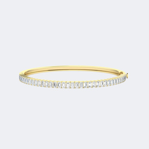 3.50 CTW Emerald Shape Diamond Bangle Tennis <b>Bracelet</b> - Product Image 4