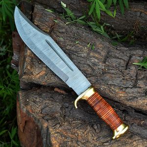 Custom Handmade Carbon Steel Hunting <b>Knife</b> with <b>Bone</b> <b>Handle</b> 15 Inch Blade Brass Bolster Ambidextrous Durable - Product Image 5