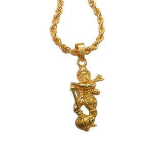 Pendentif Hanuman Doré avec Chaîne – Cadeau Écoresponsable pour Hommes et Femmes – Bijou Religieux Artisanal Moderne Fait Main – Produit de Tiers - Product Image 2