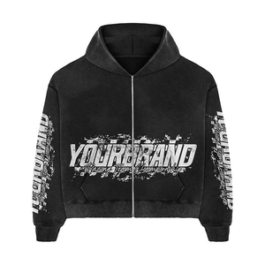 Conjunto de Sudadera con Capucha y Pantalones Deportivos Unisex Personalizados, de Corte Holgado, Lavado Ácido, con Cierre de Cordón, Estampado en Serigrafía, Poliéster/Algodón - Product Image 6