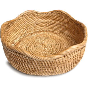 Panier en rotin fait main de 10,2 pouces, bol à fruits rond en osier, panier de rangement tissé naturel pour comptoir de cuisine et maison - Product Image 4