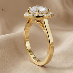 Anillo de compromiso con diamante cultivado en laboratorio con corte en forma de corazón VVS VS, anillo de promesa con halo de piedras múltiples para boda/aniversario para mujer - Product Image 3