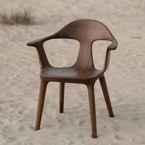 Modern Honey Oak Wooden Dining Chair Ladder <b>Backrest</b> Black Leather Padded Seat Professional Cafe Restaurant Bistro Seating Pot - Product Image 5