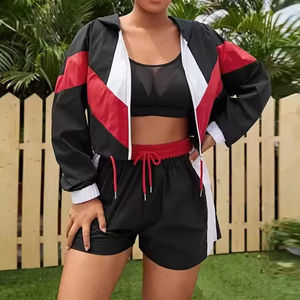 Conjunto Corto de Chaqueta y Pantalones Cortos Deportivos para Mujer, con Logotipo Personalizado por Sublimación, Resistente al Viento y al Agua, de 2 Piezas - Product Image 5