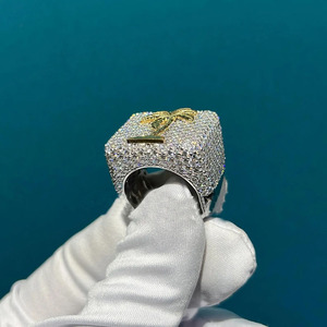 Anillo de Compromiso Personalizado de Plata de Ley 925 con Diseño de Palmera Hielada, Estilo Hip Hop, para Hombre, de Rapper Men Champion, Diseño Moderno y Personalizable, para Cumpleaños - Product Image 2