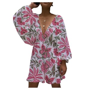 Vestido de Fiesta Estampado de Verano 2026 con Cuello en V Profundo y Mangas Farol para Mujer, Vestido Mini Irregular Sexy con Cuello en V Profundo y Mangas Farol, ¡Venta Caliente! - Product Image 5