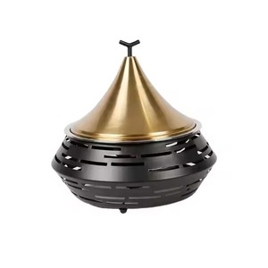 Casserole isotherme de luxe en métal noir avec couvercle conique doré, plat de service moderne pour buffet, restauration et maison - Product Image 1