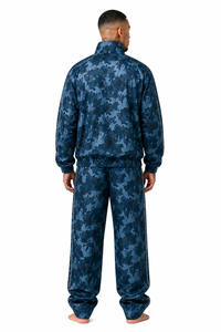 Men Blue <b>Camouflage</b> <b>Tracksuit</b> Full Length Zipper Fly Side Pockets Sporty Stand Collar Regular Fit Autumn Wear - Product Image 2