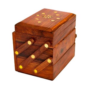 Sheesham Wood Jewelry Box with Bone Brass Inlay - Handcrafted Storage - Product Image 1
