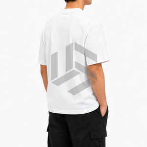 T-shirt formel blanc à manches courtes pour homme avec impression du numéro 15 noir, col rond, tricoté en polyester/coton, coupe ample - Product Image 4