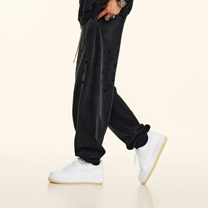 <b>Men's</b> Custom Logo Design Fleece <b>Jogger</b> Pants Mid Waist Elastic Drawstring Casual Breathable Quick Dry Heavyweight 100% Cotton - Product Image 4