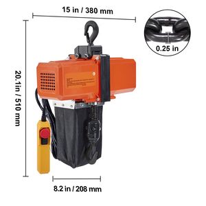 Palans électriques à chaîne de 1100 lb avec hauteur de levage de 15 pieds, grue suspendue monophasée 120 V, chaîne de 10 pieds pour câble de 10 pieds - Product Image 3