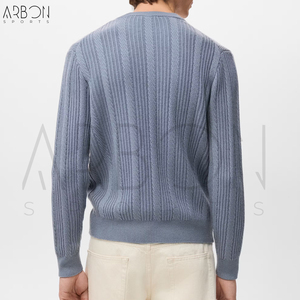 Pulls côtelés bleu clair faits main, de qualité supérieure, personnalisés avec votre propre logo, style classique et doux, pour l'hiver. - Product Image 4