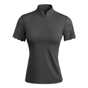 เสื้อขี่ม้าผู้หญิงสีขาวลายดอกไม้ แบรนด์ Alexandria Industries แขนยาว คอสูง ติดกระดุม - Product Image 3
