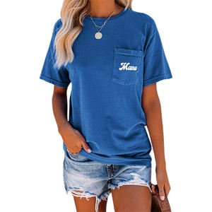 T-shirts essentiels décontractés pour femmes, vente en gros, 100 % coton, coupe oversize, col rond, streetwear d'été - Product Image 2