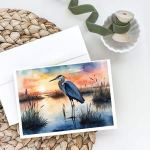 Blue Heron Setting Sun Whimsical A7 <b>Greeting</b> <b>Cards</b> Pack of 8 Blank <b>Note</b> <b>Cards</b> with Envelopes Size 5x7 - Product Image 2