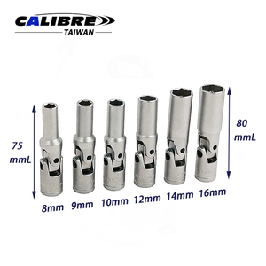 Juego de llaves de vaso flexibles cortas TAIWAN CALIBRE de 6 piezas, 3/8" Dr, 8-16mm, para bujías incandescentes - Product Image 2