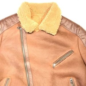 Luxury <b>Men's</b> Leather <b>Shearling</b> <b>Jacket</b> Premium Genuine Fur Winter Aviator Biker Coat Comfortable Stylish Outerwear Fit - Product Image 4