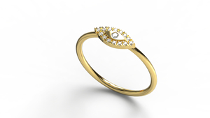 Luxury 18K Gold Eye Round Diamond Pave <b>Ring</b> Minimalist <b>Stacking</b> Band Jewelry Fine Jewelry for Women - Product Image 2