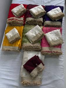 Traditional Indian <b>Red</b> Silk Saree With Gold Embroidery And Cream <b>Blouse</b> <b>For</b> Wedding Wear <b>Women's</b> Floor-Length Regular Fit - Product Image 6