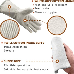 ถุงมือหนังวัวแท้คุณภาพสูงสำหรับงานเชื่อม งานหนัก ป้องกันมือสำหรับงานอุตสาหกรรม ทนไฟ ใช้สำหรับงานปิ้งย่าง - Product Image 3