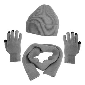 Winter Warm 3Pcs Scarf Hat & <b>Gloves</b> Set Long Neck Beanie Skull Cap Knitted <b>Touch</b> <b>Screen</b> <b>Gloves</b> & Scarf for Winter Sports - Product Image 1