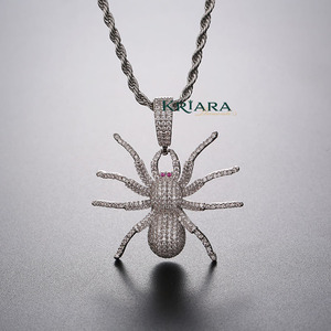 Colgante de Araña en Plata 925 con Baño de Oro de 18K e Incrustaciones de Diamantes Cultivados en Laboratorio, Estilo Hiphop, Unisex, para Uso Diario - Product Image 3