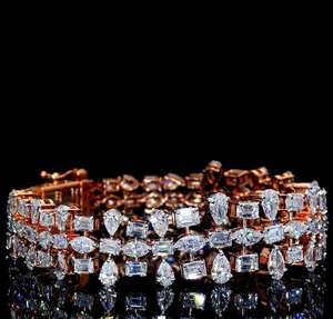 กำไลข้อมือเพชรเหลืองขาวสังเคราะห์เคลือบทอง 10K 14K 18K หรูหรา ขายส่งเครื่องประดับข้อมือคุณภาพสูง - Product Image 4
