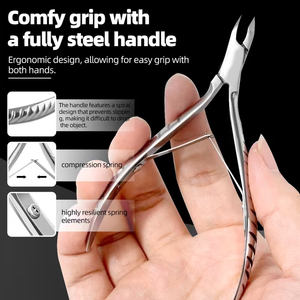 Coupe-cuticules en acier inoxydable 2026 avec poignée texturée, coupe-ongles de précision pour manucure, pédicure et outils de beauté - Product Image 6