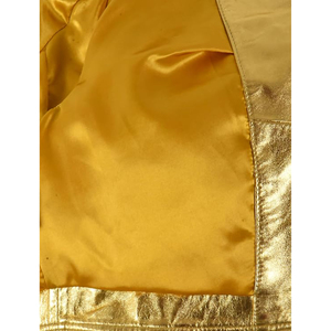 Women’s Metallic Genuine Soft Nappa Leather Cropped <b>Jacket</b> Gold <b>Silver</b> Slim Fit Button Front Denim Trucker Style Fashion <b>Jacket</b> - Product Image 6