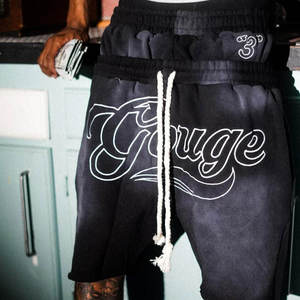 Shorts de Mezclilla Gouge con Cordón Blanco y Logotipo Estampado, Cintura Media, Transpirables, de Poliéster/Algodón, para Uso Casual de Verano - Product Image 2