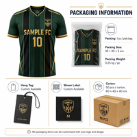 Camiseta de Fútbol FC Champions para Hombre, Cuello Redondo, Manga Corta, Sublimada, 100% Poliéster, Transpirable, Rayas Verdes y Negras