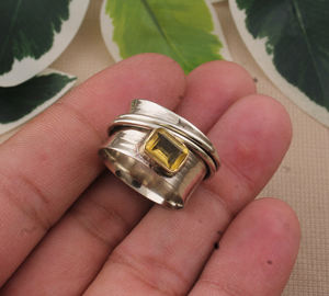 Anillo de Boda de Citrino Natural de Lujo, Plata de Ley 925, Cuadrado, Hecho a Mano, Clásico, para Mujer, Joyería de Moda - Product Image 3