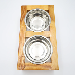Customized Cute Wood Pet <b>Bowl</b> <b>Stand</b> Portable Steel Food Serving Feeder for <b>Dogs</b> & Cats Acacia Wood <b>Stand</b> By FWE - Product Image 6