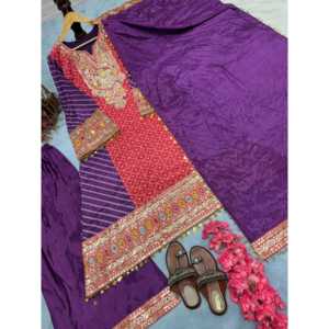 Conjunto de ropa de fiesta para mujer Top Plazzo Dupatta para un aspecto elegante - Product Image 2