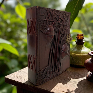 Diario de cuero hecho a mano con dos caras, cuaderno de tapa dura de estilo gótico de terror, papel con borde deshilachado, diario de grimoire de fantasía oscura - Product Image 6