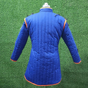 High Quality Medieval Blue Cotton Quilted Gambeson Thick Padded Coat With Removable Sleeves For HEMA LARP Reenactment <b>Jacket</b> - Product Image 4