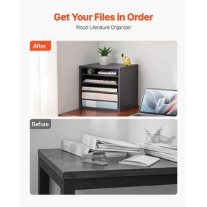 Organizzatore per Ufficio in Legno Regolabile con 5 Scomparti, Classificatore per Documenti in MDF - Product Image 2