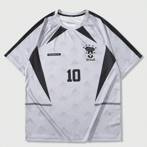 เสื้อเจอร์ซีย์อเมริกันฟุตบอลสีขาวตาข่าย  แผ่นสีดำตัดกัน พิมพ์หมายเลข  ผลิตจากโพลีเอสเตอร์ 100% ชุดทีมเพื่อประสิทธิภาพสูง  OEM เสื้อยืดคอกลม - Product Image 2