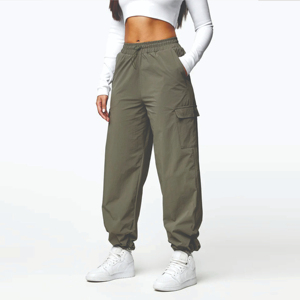 Premium <b>Stretch</b> Cotton Polyester Fleece High Quality Winter Utility Knitted <b>Cargo</b> Trousers Olive Women's Elastic Waist - Product Image 3