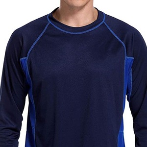 Men's Long Sleeve Rash Guard <b>Blue</b> Quick Dry Athletic <b>Base</b> <b>Layer</b> Top Full Sleeve Polyester Sport Wear - Product Image 3