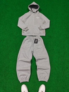 Two Tone Panel Embroidery Baggy Joggger With Custom Labels Zipper Croptop Pullover Hoodie <b>CUffed</b> <b>Jogger</b> 100% Fleece Sweatsuit - Product Image 2