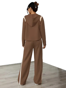 Conjunto Deportivo de Mujer con Diseño Único, Casual, Invernal, Ecológico, 100% Algodón, Estampado Sólido, de Dos Piezas, Resistente al Viento - Product Image 5