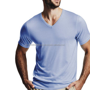 T-shirts en polyester et élasthanne personnalisés pour homme, t-shirt d'entraînement sportif, vente en gros, t-shirt de fitness pour la salle de sport, t-shirt vierge pour homme, col en V - Product Image 6