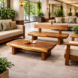 Banco de Madera Maciza de Suar Exclusivo al por Mayor, Estilo Rústico Contemporáneo con Borde Natural, Hecho a Mano, Ecológico, Duradero, para Interiores y Exteriores - Product Image 6