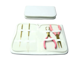 Kit d'outils professionnels pour extensions de cheveux, pinces, aiguilles, crochets, connecteurs métalliques, outils d'application, kit de salon avec étui - Product Image 5