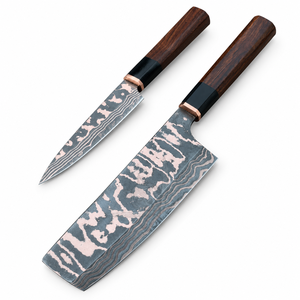 <b>SHARP</b> POINT TRADES Industrial Grade Damascus Steel <b>Kitchen</b> <b>Knife</b> 8 Inch Drop Point Blade Wood Handle Straight Edge 0.5mm - Product Image 4
