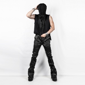 Pantaloni <span class=keywords><strong>Cargo</strong></span> <span class=keywords><strong>Neri</strong></span> Personalizzati in Denim Cerato da Uomo - Product Image 3